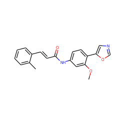 COc1cc(NC(=O)/C=C/c2ccccc2C)ccc1-c1cnco1 ZINC000013818693