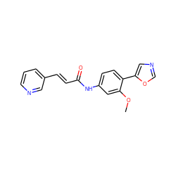 COc1cc(NC(=O)/C=C/c2cccnc2)ccc1-c1cnco1 ZINC000012354244