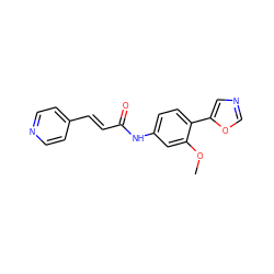 COc1cc(NC(=O)/C=C/c2ccncc2)ccc1-c1cnco1 ZINC000013818715