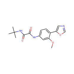 COc1cc(NC(=O)C(=O)NC(C)(C)C)ccc1-c1cnco1 ZINC000013441252