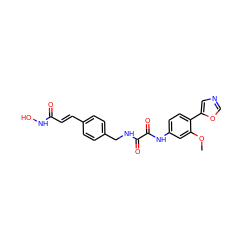 COc1cc(NC(=O)C(=O)NCc2ccc(/C=C/C(=O)NO)cc2)ccc1-c1cnco1 ZINC000058568654