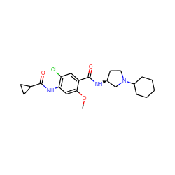 COc1cc(NC(=O)C2CC2)c(Cl)cc1C(=O)N[C@H]1CCN(C2CCCCC2)C1 ZINC000013756909