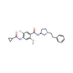 COc1cc(NC(=O)C2CC2)c(Cl)cc1C(=O)N[C@H]1CCN(CCc2ccccc2)C1 ZINC000026661809