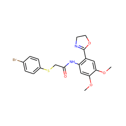 COc1cc(NC(=O)CSc2ccc(Br)cc2)c(C2=NCCO2)cc1OC ZINC000096283164