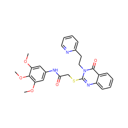 COc1cc(NC(=O)CSc2nc3ccccc3c(=O)n2CCc2ccccn2)cc(OC)c1OC ZINC000653882185