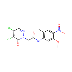 COc1cc(NC(=O)Cn2ncc(Cl)c(Cl)c2=O)c(C)cc1[N+](=O)[O-] ZINC000004932159