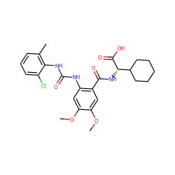 COc1cc(NC(=O)Nc2c(C)cccc2Cl)c(C(=O)N[C@H](C(=O)O)C2CCCCC2)cc1OC ZINC000040392909