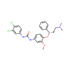 COc1cc(NC(=O)Nc2ccc(Cl)c(Cl)c2)ccc1O[C@@H](CCN(C)C)c1ccccc1 ZINC000169345069