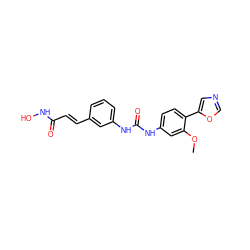 COc1cc(NC(=O)Nc2cccc(/C=C/C(=O)NO)c2)ccc1-c1cnco1 ZINC000058574932