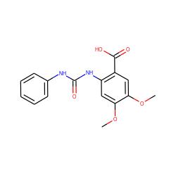 COc1cc(NC(=O)Nc2ccccc2)c(C(=O)O)cc1OC ZINC000000441407