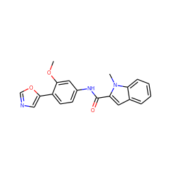 COc1cc(NC(=O)c2cc3ccccc3n2C)ccc1-c1cnco1 ZINC000013818671