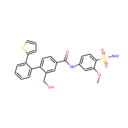 COc1cc(NC(=O)c2ccc(-c3ccccc3-c3cccs3)c(CO)c2)ccc1S(N)(=O)=O ZINC001772638604