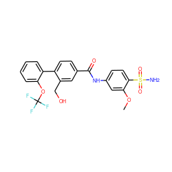 COc1cc(NC(=O)c2ccc(-c3ccccc3OC(F)(F)F)c(CO)c2)ccc1S(N)(=O)=O ZINC000200078133