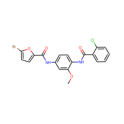 COc1cc(NC(=O)c2ccc(Br)o2)ccc1NC(=O)c1ccccc1Cl ZINC000001141333