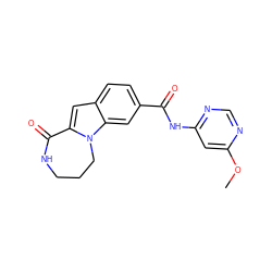 COc1cc(NC(=O)c2ccc3cc4n(c3c2)CCCNC4=O)ncn1 ZINC000117691512