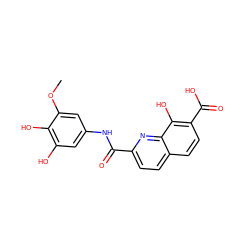 COc1cc(NC(=O)c2ccc3ccc(C(=O)O)c(O)c3n2)cc(O)c1O ZINC000026500267