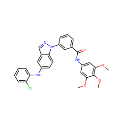 COc1cc(NC(=O)c2cccc(-n3ncc4cc(Nc5ccccc5Cl)ccc43)c2)cc(OC)c1OC ZINC000096906410