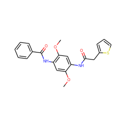 COc1cc(NC(=O)c2ccccc2)c(OC)cc1NC(=O)Cc1cccs1 ZINC000000917481