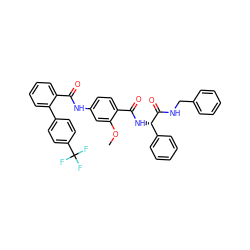 COc1cc(NC(=O)c2ccccc2-c2ccc(C(F)(F)F)cc2)ccc1C(=O)N[C@H](C(=O)NCc1ccccc1)c1ccccc1 ZINC000049864996