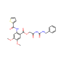 COc1cc(NC(=O)c2cccs2)c(C(=O)OCC(=O)NC(=O)NCc2ccccc2)cc1OC ZINC000008686506