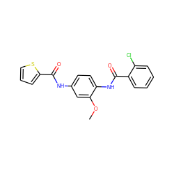 COc1cc(NC(=O)c2cccs2)ccc1NC(=O)c1ccccc1Cl ZINC000000813644