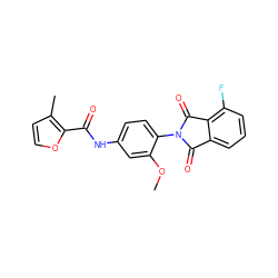 COc1cc(NC(=O)c2occc2C)ccc1N1C(=O)c2cccc(F)c2C1=O ZINC000473165433