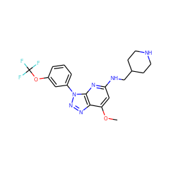 COc1cc(NCC2CCNCC2)nc2c1nnn2-c1cccc(OC(F)(F)F)c1 ZINC000072316407