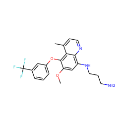 COc1cc(NCCCN)c2nccc(C)c2c1Oc1cccc(C(F)(F)F)c1 ZINC000034894335