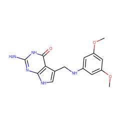 COc1cc(NCc2c[nH]c3nc(N)[nH]c(=O)c23)cc(OC)c1 ZINC000013863047