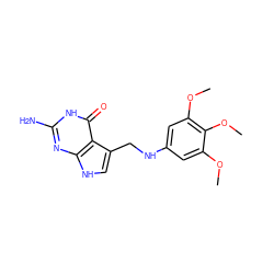 COc1cc(NCc2c[nH]c3nc(N)[nH]c(=O)c23)cc(OC)c1OC ZINC000013863049