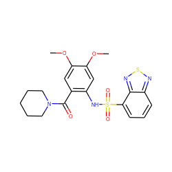 COc1cc(NS(=O)(=O)c2cccc3nsnc23)c(C(=O)N2CCCCC2)cc1OC ZINC000035065174