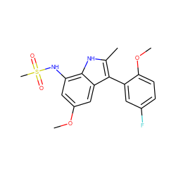 COc1cc(NS(C)(=O)=O)c2[nH]c(C)c(-c3cc(F)ccc3OC)c2c1 ZINC000473110029