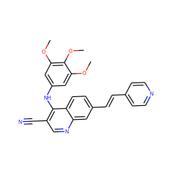 COc1cc(Nc2c(C#N)cnc3cc(/C=C/c4ccncc4)ccc23)cc(OC)c1OC ZINC000014945476