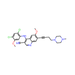 COc1cc(Nc2c(C#N)cnc3cc(C#CCCN4CCN(C)CC4)c(OC)cc23)c(Cl)cc1Cl ZINC000028888028