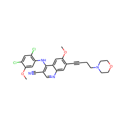 COc1cc(Nc2c(C#N)cnc3cc(C#CCCN4CCOCC4)c(OC)cc23)c(Cl)cc1Cl ZINC000028888043