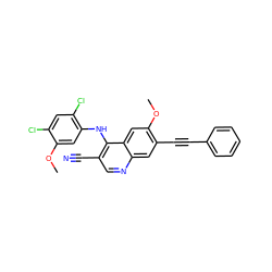 COc1cc(Nc2c(C#N)cnc3cc(C#Cc4ccccc4)c(OC)cc23)c(Cl)cc1Cl ZINC000014945511