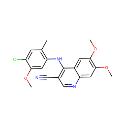 COc1cc(Nc2c(C#N)cnc3cc(OC)c(OC)cc23)c(C)cc1Cl ZINC000013470103