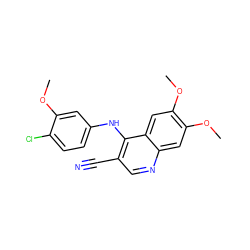 COc1cc(Nc2c(C#N)cnc3cc(OC)c(OC)cc23)ccc1Cl ZINC000013470104