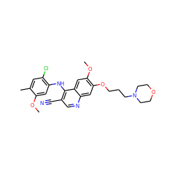 COc1cc(Nc2c(C#N)cnc3cc(OCCCN4CCOCC4)c(OC)cc23)c(Cl)cc1C ZINC000013470115