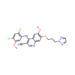 COc1cc(Nc2c(C#N)cnc3cc(OCCCn4nccn4)c(OC)cc23)c(Cl)cc1Cl ZINC000013470120