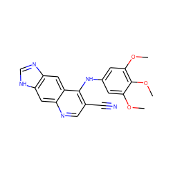 COc1cc(Nc2c(C#N)cnc3cc4[nH]cnc4cc23)cc(OC)c1OC ZINC000013818535