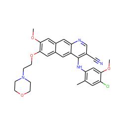 COc1cc(Nc2c(C#N)cnc3cc4cc(OC)c(OCCN5CCOCC5)cc4cc23)c(C)cc1Cl ZINC000014945436