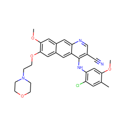 COc1cc(Nc2c(C#N)cnc3cc4cc(OC)c(OCCN5CCOCC5)cc4cc23)c(Cl)cc1C ZINC000014945441