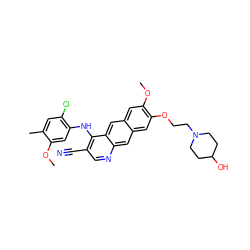 COc1cc(Nc2c(C#N)cnc3cc4cc(OCCN5CCC(O)CC5)c(OC)cc4cc23)c(Cl)cc1C ZINC000014945446