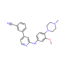 COc1cc(Nc2cc(-c3cccc(C#N)c3)ccn2)ccc1N1CCN(C)CC1 ZINC000095593934