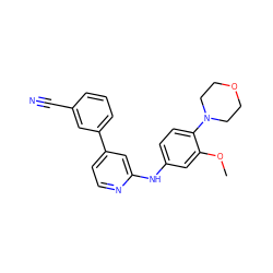 COc1cc(Nc2cc(-c3cccc(C#N)c3)ccn2)ccc1N1CCOCC1 ZINC000095595827