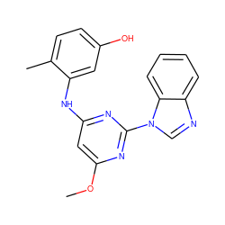 COc1cc(Nc2cc(O)ccc2C)nc(-n2cnc3ccccc32)n1 ZINC000036187675