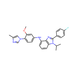 COc1cc(Nc2cccc3c2nc(-c2ccc(F)cc2)n3C(C)C)ccc1-n1cnc(C)c1 ZINC000095578729