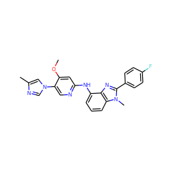 COc1cc(Nc2cccc3c2nc(-c2ccc(F)cc2)n3C)ncc1-n1cnc(C)c1 ZINC000095572129