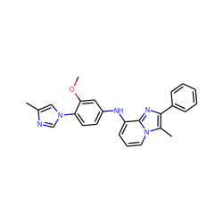 COc1cc(Nc2cccn3c(C)c(-c4ccccc4)nc23)ccc1-n1cnc(C)c1 ZINC000095573338